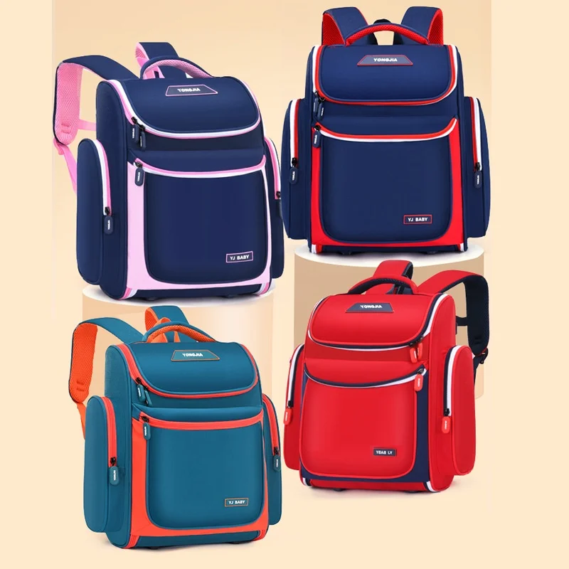 Grade 1-3-6 High-capacity Children Panelled Fashion Backpacks 2022 New Girl Boy Simple British Style School Bags for Students