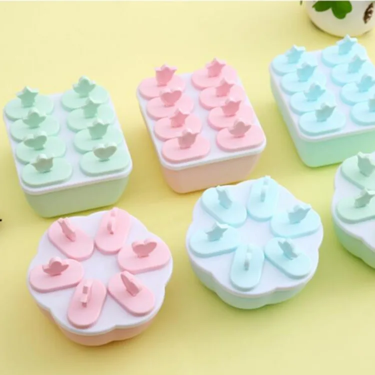 

1Set 3Colors 6/8Grid PP Ice Cream Mold for Household Popsicle Molds Kitchen Supplies DIY Decoration