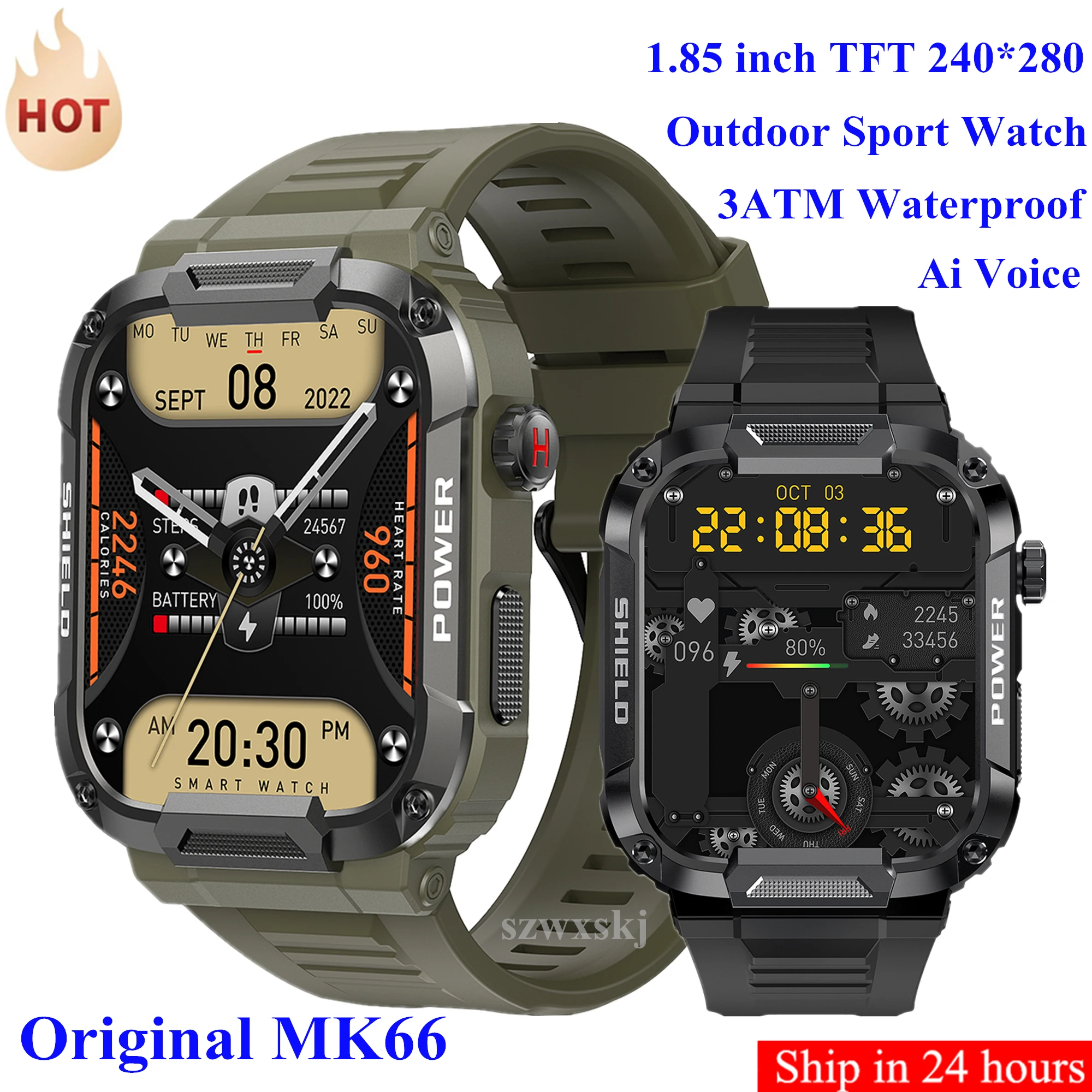 

New MK66 Smart Watch Men 1.85 Inch 400mAh Fitness Tracker Custom Dial Heart Rate IP68 Waterproof Bluetooth Call Sport Smartwatch