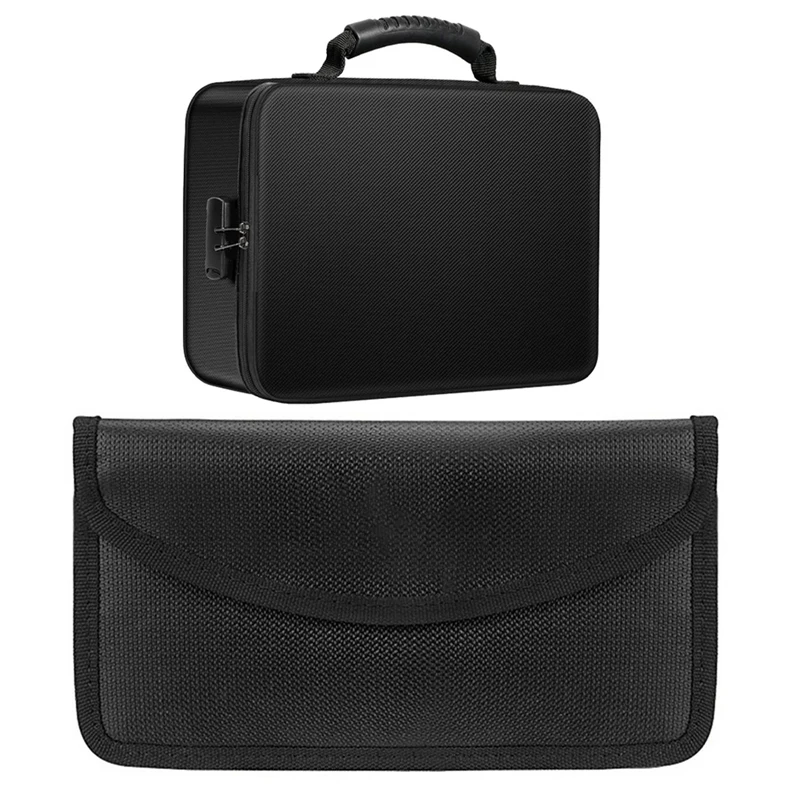 

1 Pcs Organizer Bag Fireproof Document Bag With Lock & 1 Pcs Fireproof Folder Glass Fiber File Storage Bag