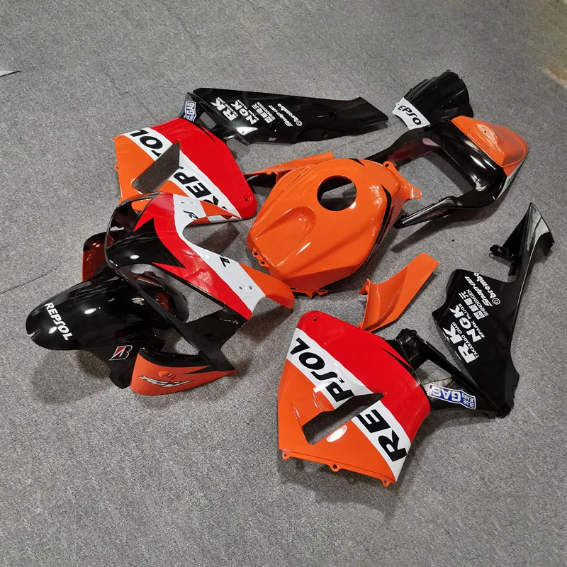 

Литье под давлением, детали корпуса для honda cbr 600 rr 03 04, комплект обтекателей, оранжевый черный репсол CBR600RR 2003 2004, Обтекатели QAZ20