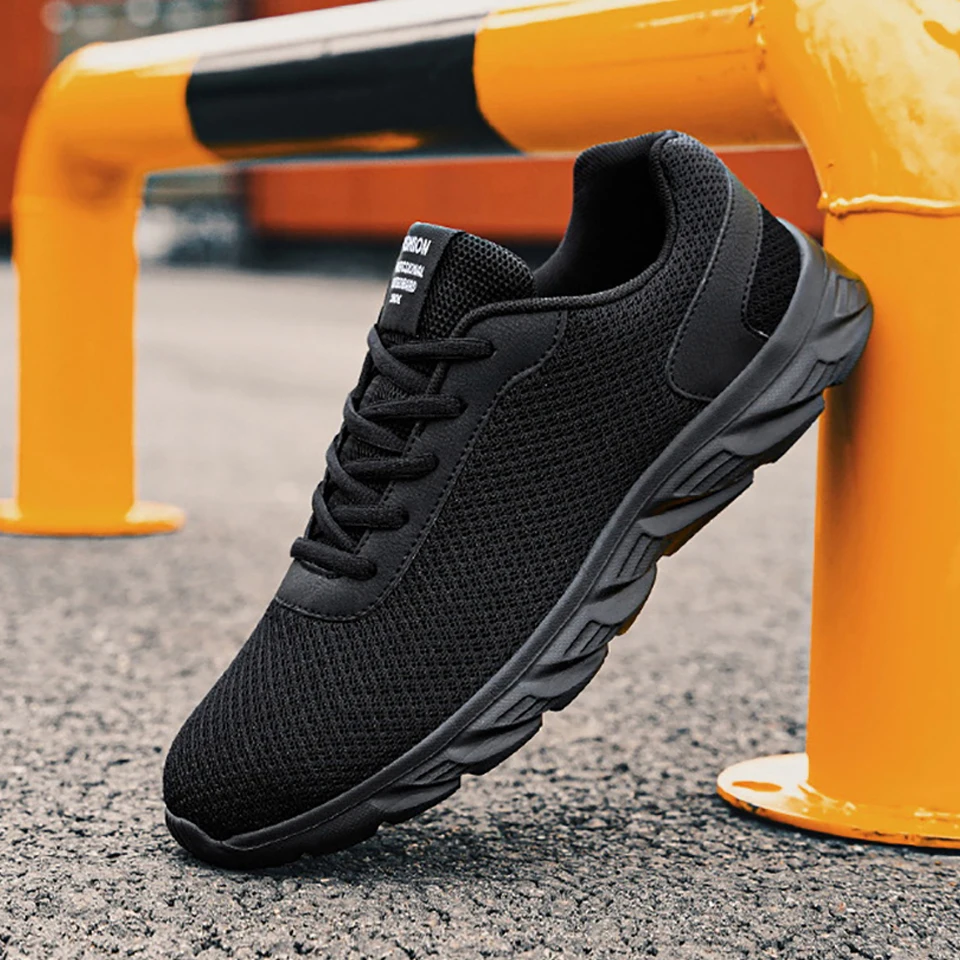Loekeah Men's Running Shoes Lace-up Mesh Breathable Casual Shoes Outdoor Light Weight Sports Footwear Walking 2022 New Trendy