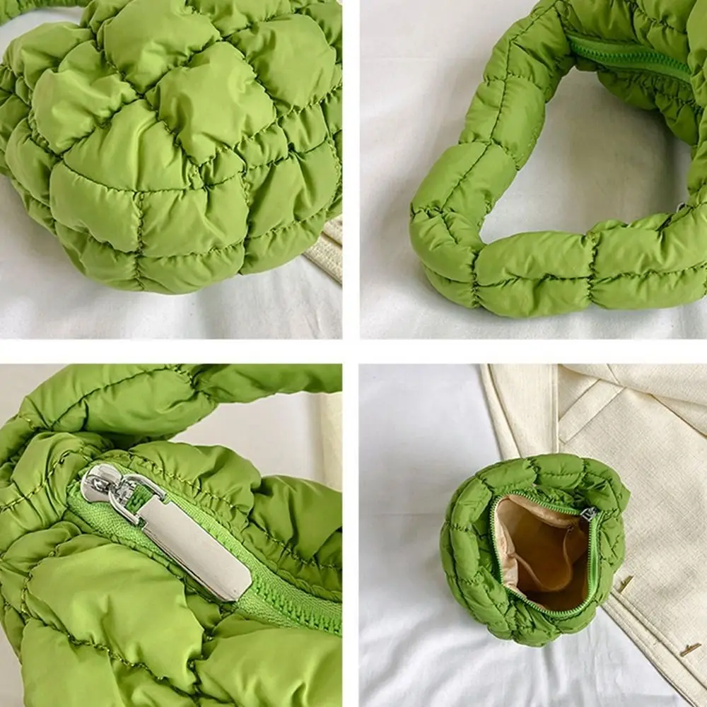 Office Worker Tote Storage Bag Space Cotton Pleated Plaid Women Shoulder Bag Fold Cloud Bag Mini Tote Bag Women Handbag