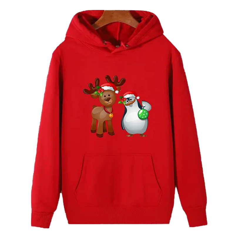 Women's winter blouse christmas sweater Cute Christmas Rudolph Reindeer graphic sweatshirts thick sweater hoodie Women sweater