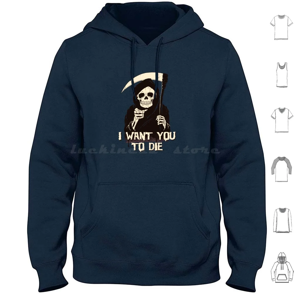 

Death Chose You Hoodie cotton Long Sleeve Grim Reaper Skeleton Skull Halloween Death Uncle Sam Skulls Skeletons Horror Parody