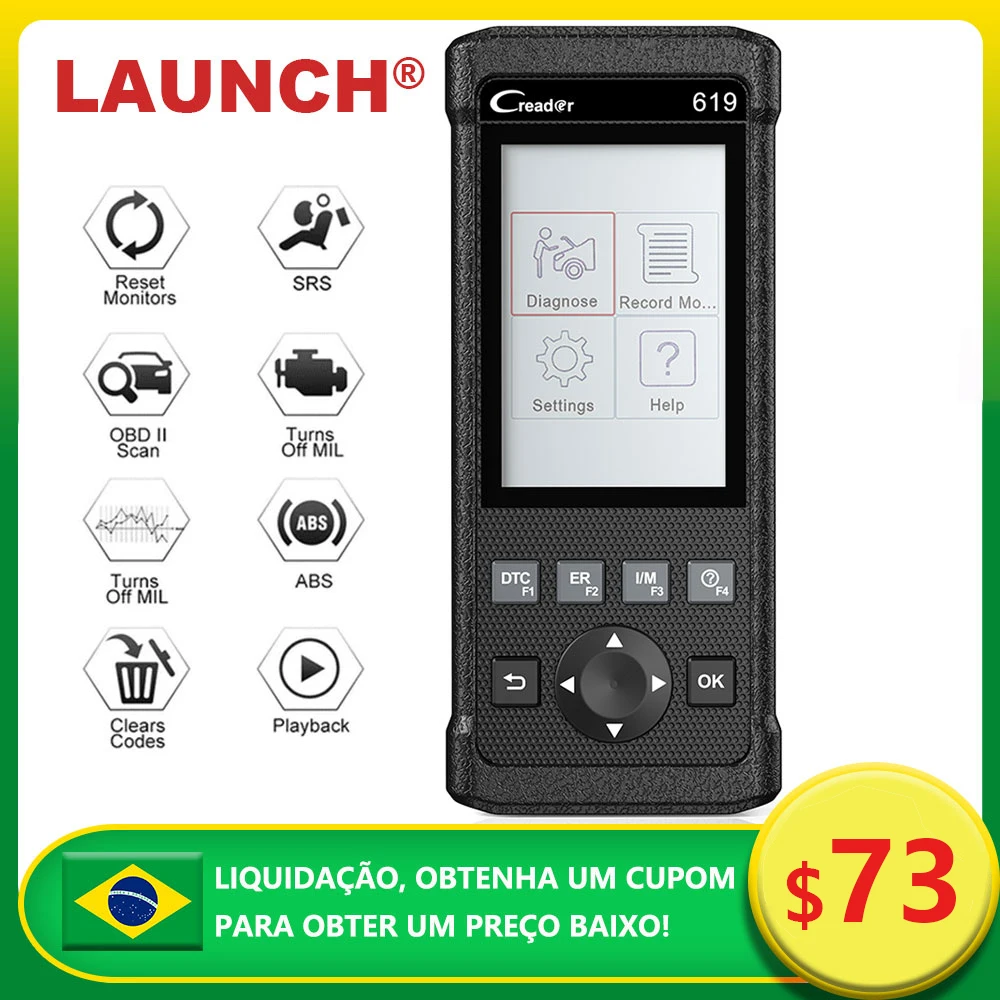 

LAUNCH CR619 X431 OBD2 Car Diagnostic Scanner Airbag SAS Engine Read Clear Error Code Full OBD 2 Auto Scanner Tools Free Update