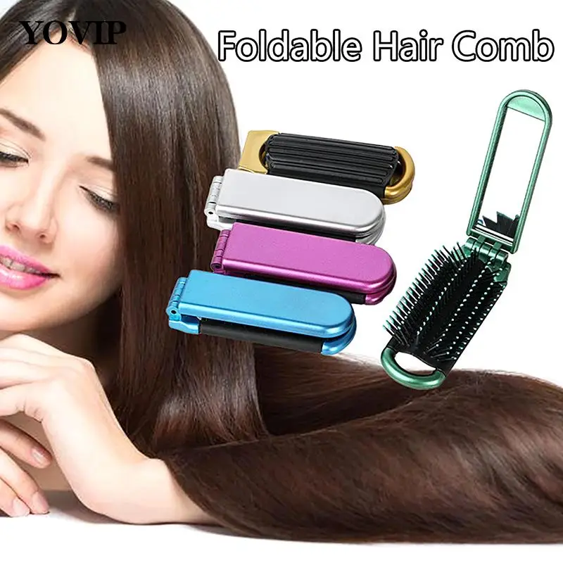 

Складная расческа для волос, массажная расческа для головы, щетка для волос с зеркалом, щетка для влажных и вьющихся волос для салона, инструменты для укладки волос