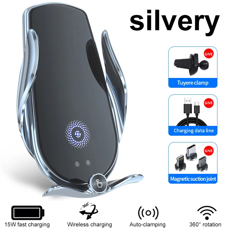 

Универсальный автомобильный держатель для сотового телефона, 15 Вт, беспроводная зарядка, держатель для телефона с громкой связью в автомобиле, для приборной панели, вентиляционное отверстие на лобовом стекле