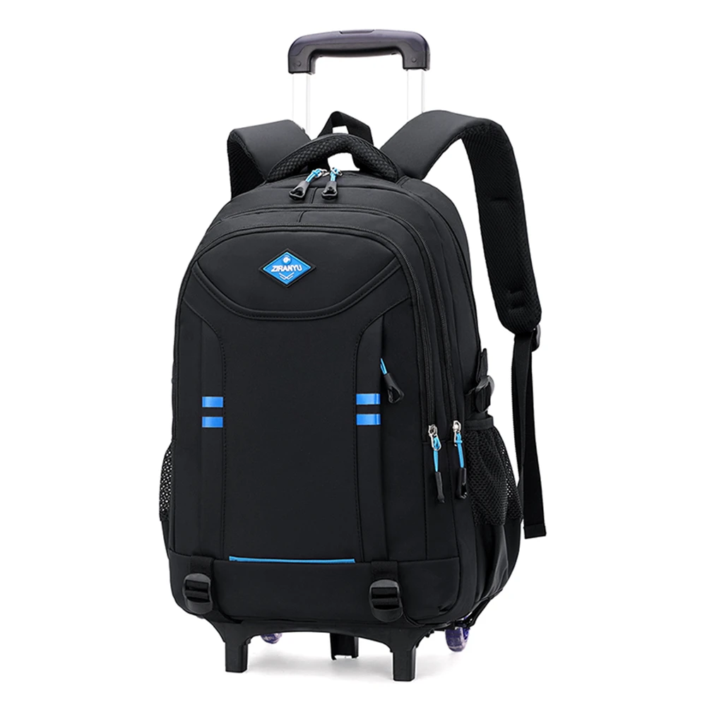 Рюкзак на колесиках для мальчиков, Детский чемодан на колесиках для начальной школы, большой черный книжный мешок