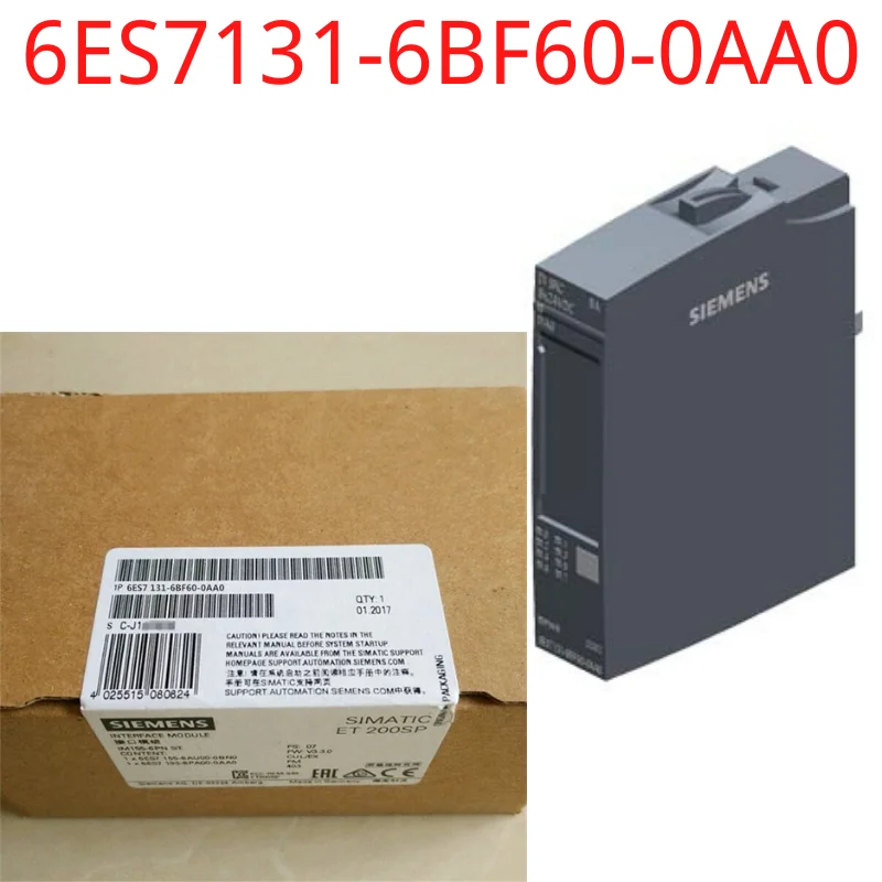 

6ES7131-6BF60-0AA0 Brand New SIMATIC ET 200SP, digital input module, DI 8x 24 V DC Source Input BA suitable for BU type A0, colo