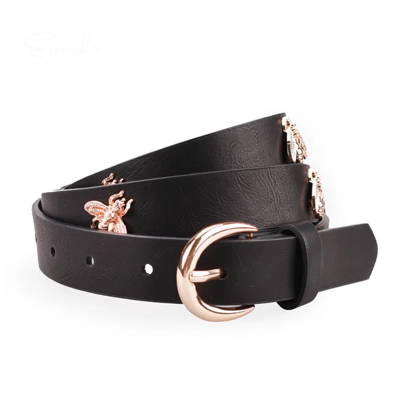

New Women's and American Fashion Joker Ladies Belt Insects Hand made Decorative PU Buckle Belt Luxury Belt Designers Women