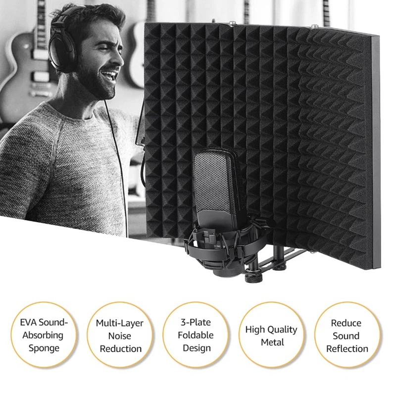 

Recording Microphone Wind Screen Board Sound-Absorbing Cover Microphone Sound Insulation Screen Sound-Proof Plate