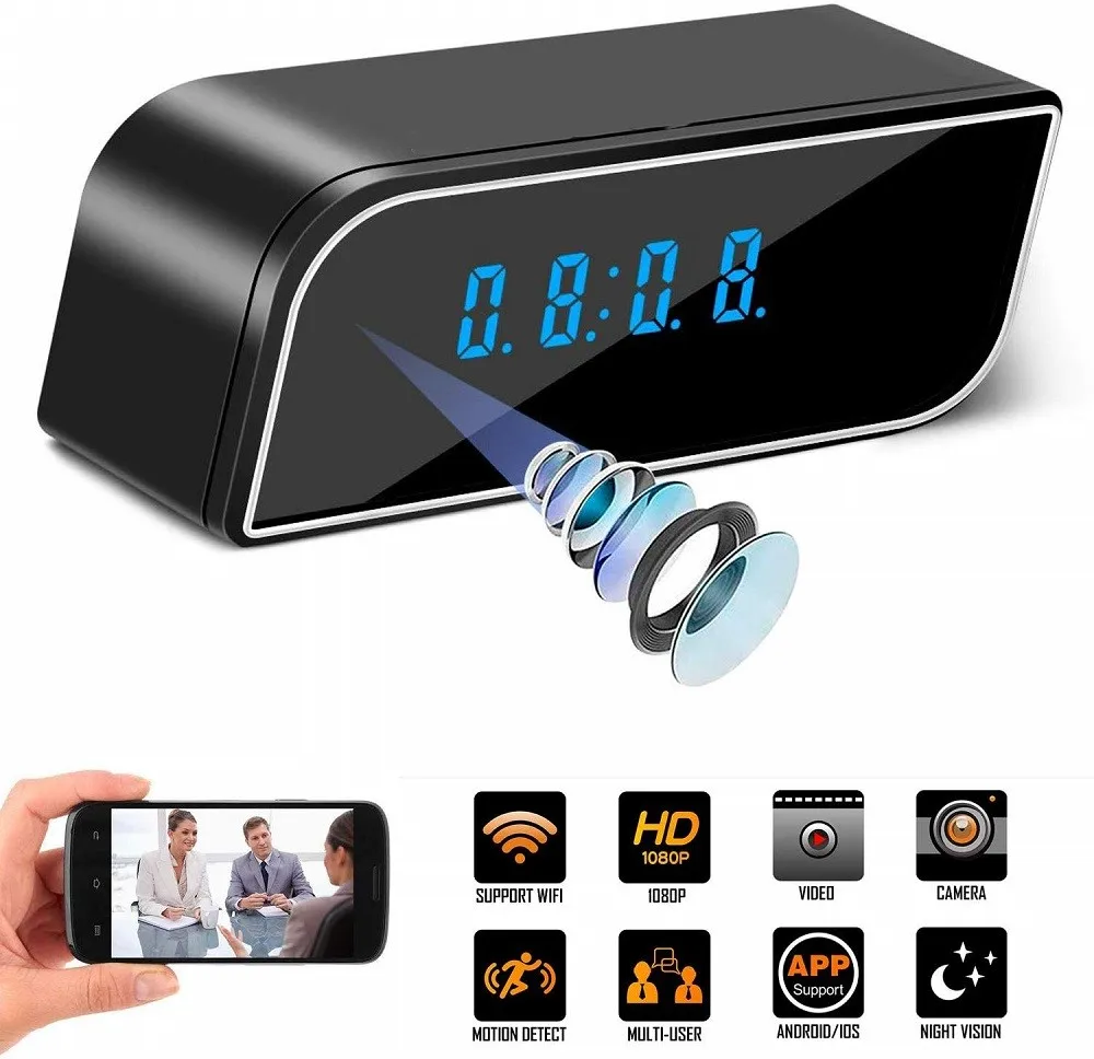 HD 4K 1080P Часы Wifi IP мини-камера Домашняя безопасность управление Скрытый ИК Ночное