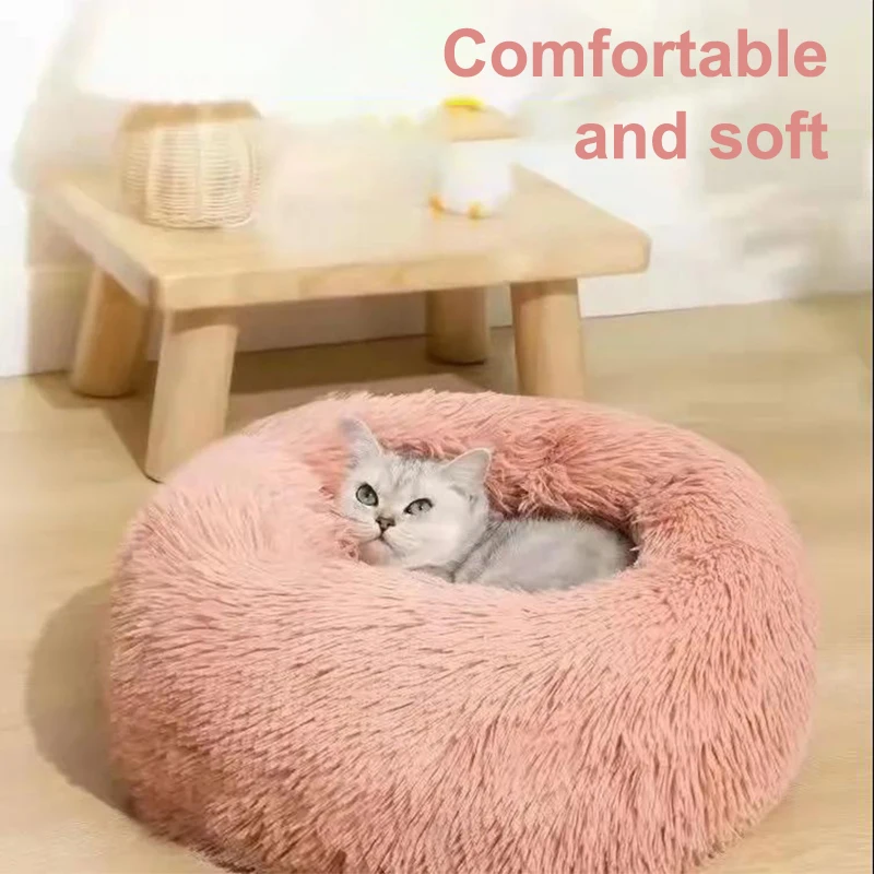 

Cat Beds Plush Warm House Pet Supplies Round Thick Deep Sleep Pets Nest Kennel For Small Dog Cat Four Seasons General Mat Winter