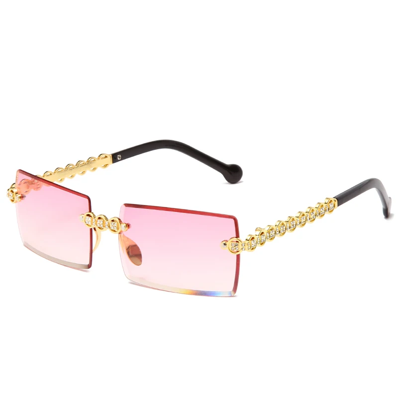 

Fashion Rimless Diamond Sunglasses Brand Design Women Small Square Sun glasses Luxury Metal Shades UV400 Eyewear Gafas De Sol