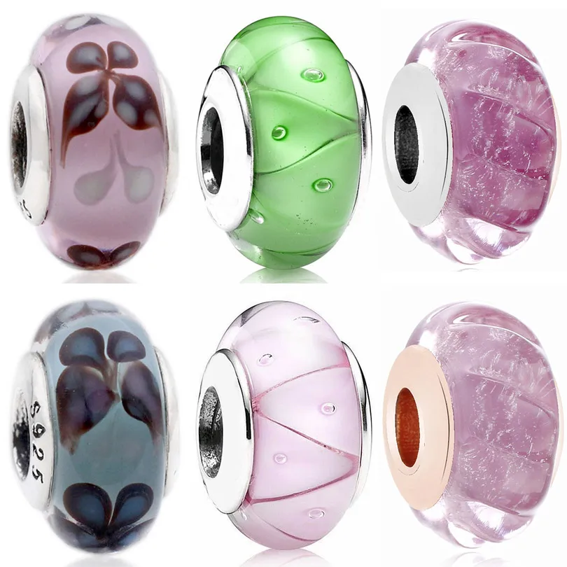 

Оригинальные блестящие бусины с изображением бабочки и цветка, бусины из муранского стекла, ювелирные изделия, подходят для браслета Pandora и...