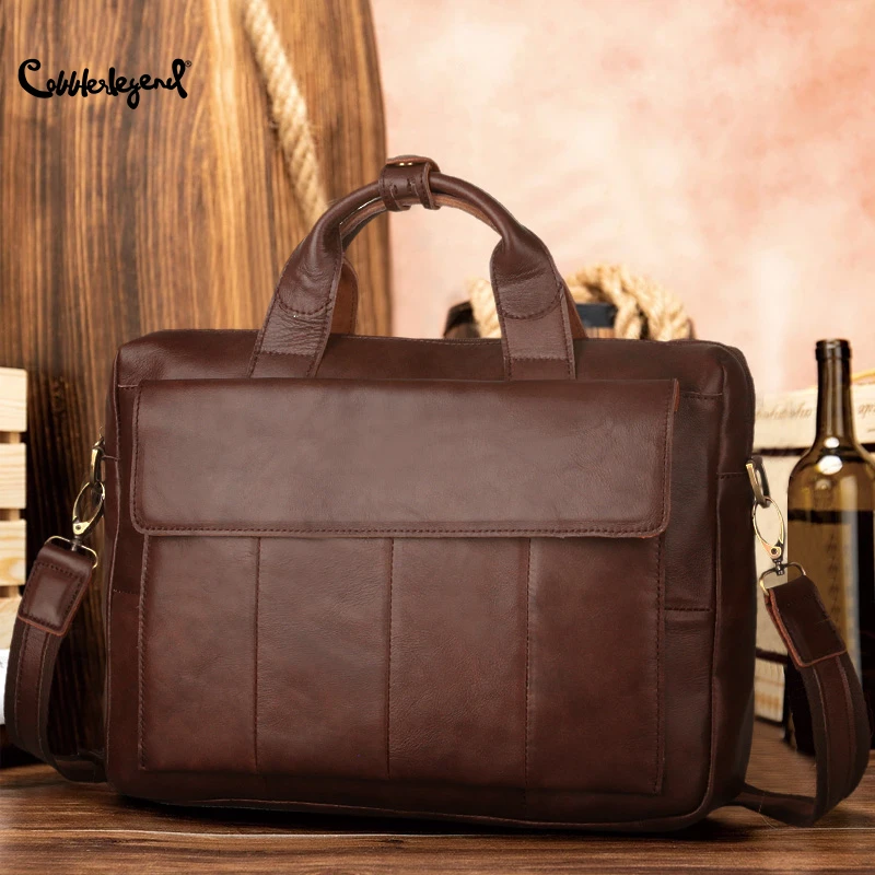 Cobbler Legend Famous Brand Genuine Leather Men Business Briefcase Laptop Bags Men's Travel Bag Men Shoulder Bag Handbag Travel