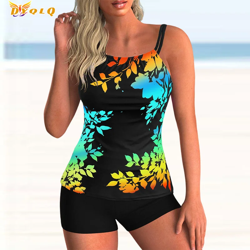 

2022 Women Beachwear Swim Tankini Swimwear Bathing Suit Two Pieces Swimsuits Plus Size Printed Tankinis