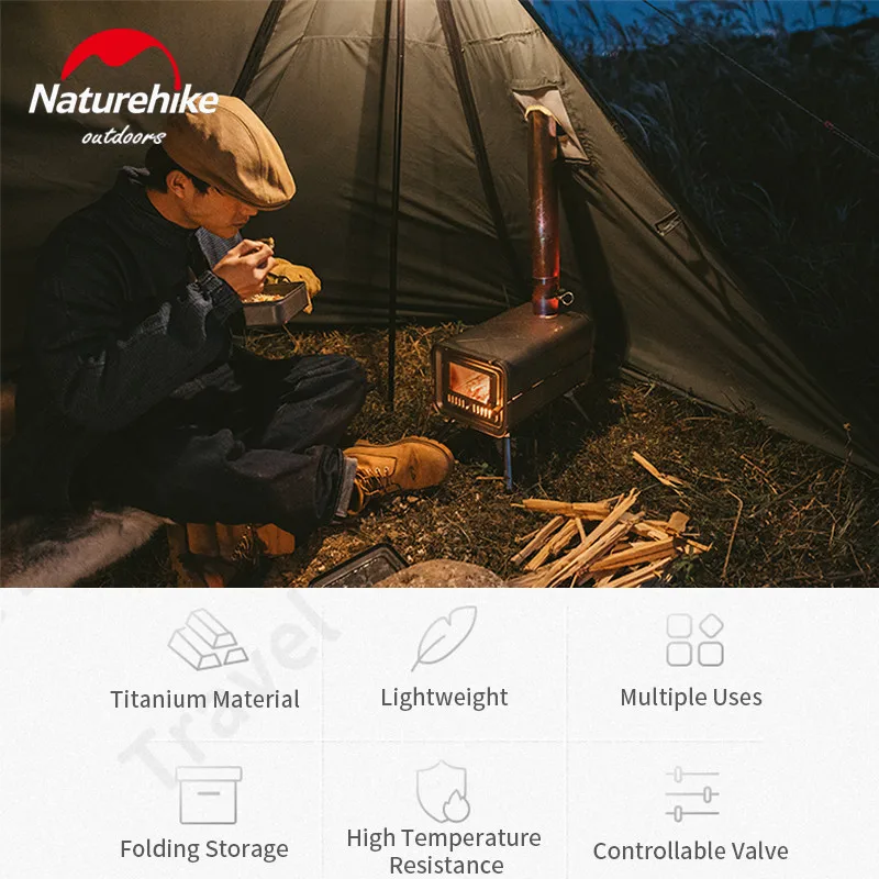 Naturehike титановая дровяная печь чистая для открытого кемпинга складной