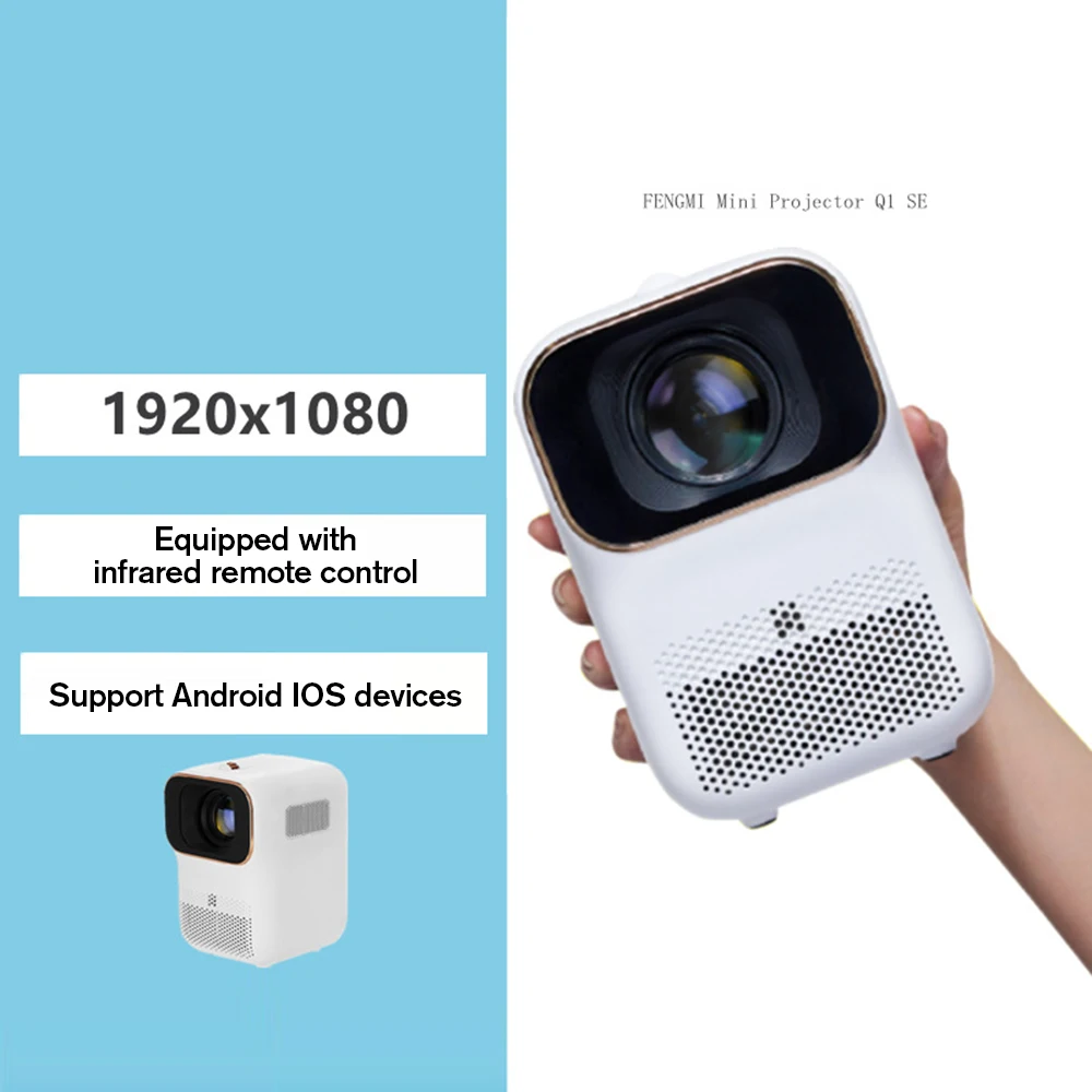 

Светодиодный ЖК-проектор Xiaoming Q1SE, 1920x1080P HD, встроенный аккумулятор, портативный мини-домашний кинотеатр с одноклассником Xiaoai для Android IOS