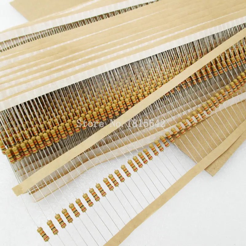 

100 шт. 1/2 Вт карбоновые пленочные резисторы 5% 100r-10M 10R 47R 100R 220R 1K 10K 4K7 560K 1M 3 м3 Ом Сопротивление цветного кольца