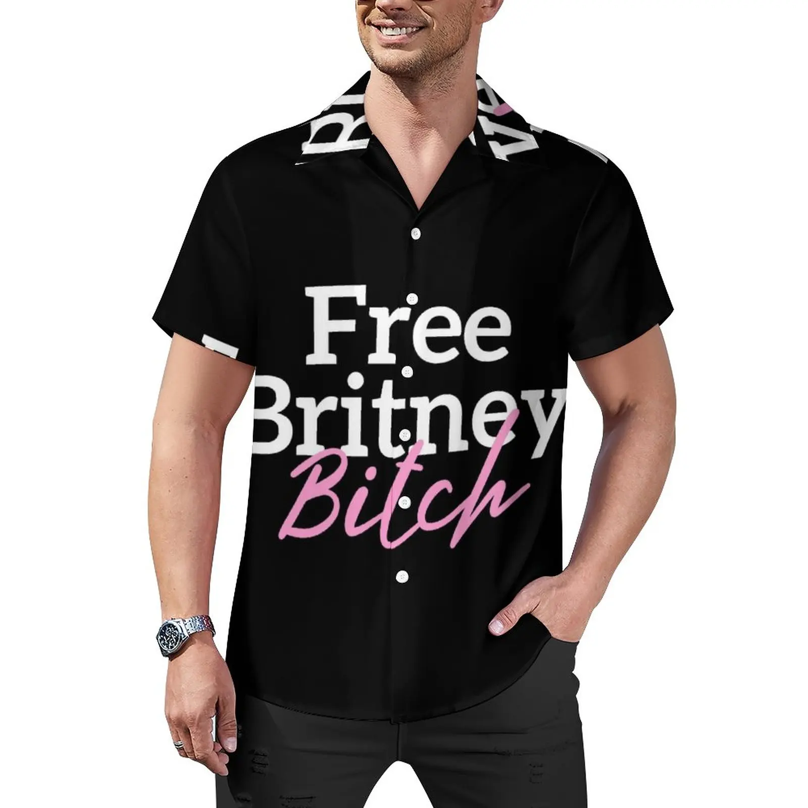 

Free Britney Graffiti Beach Shirt Freedom Hawaiian Casual Shirts Man Trendy Blouses Short Sleeve Graphic Tops Plus Size 3XL 4XL