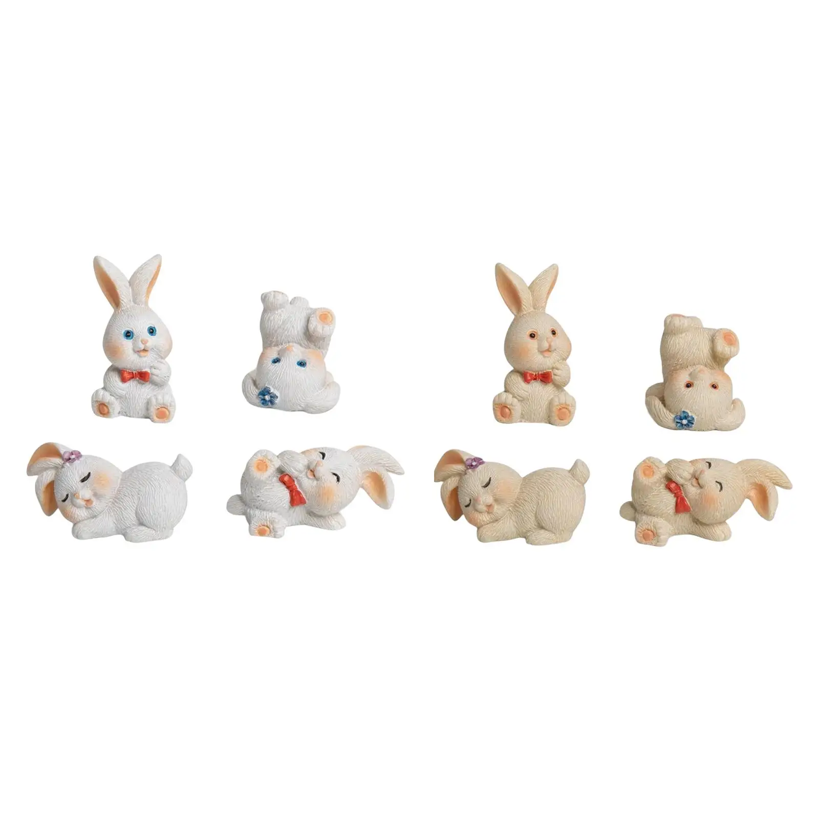 

4x Miniature Rabbit Figurines Car Dashboard Animal Figures for Entrance