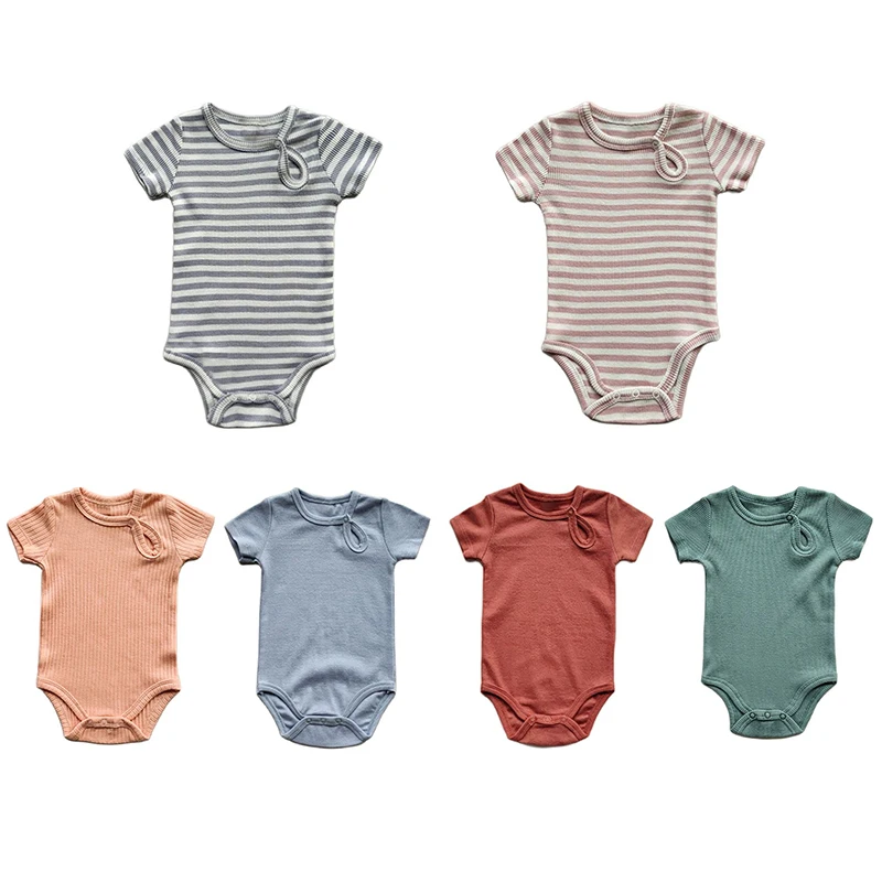 

Baby Girls Summer Cotton Bodysuits Rainbow Stripe Cute Wings Infants Onepiece Clothes Sleeveless Playsuits