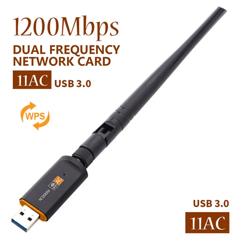 

1200Mbps Wireless WiFi USB Adapter Dual Band 2.4/5Ghz With Aerial 802.11AC Network Card High Speed USB3.0 Receiver