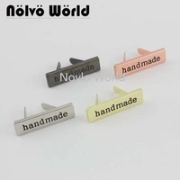 20 100 pieces8 colors 3610mm handmade rectangle metal handmade purse label tagsshoes bags hand made metal labels