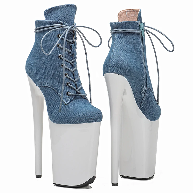 Leecabe  23CM/9inches Denim Upper  Fashion Trend Pole dance shoes High Heels Pole Dance boot