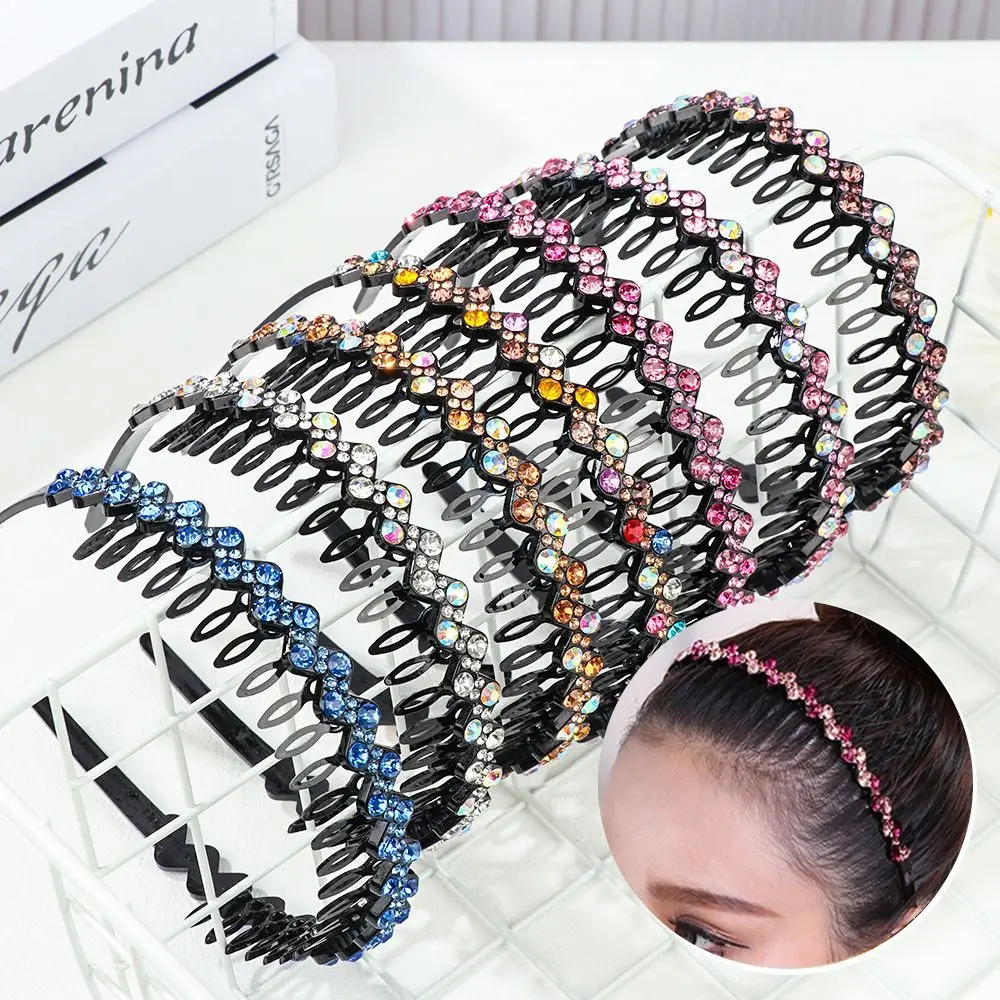 

Women Wave Non-Slip Hair Accessories Girls Headdress Rhinestone HairClip Pearl Hairbands Hair Hoop Bands