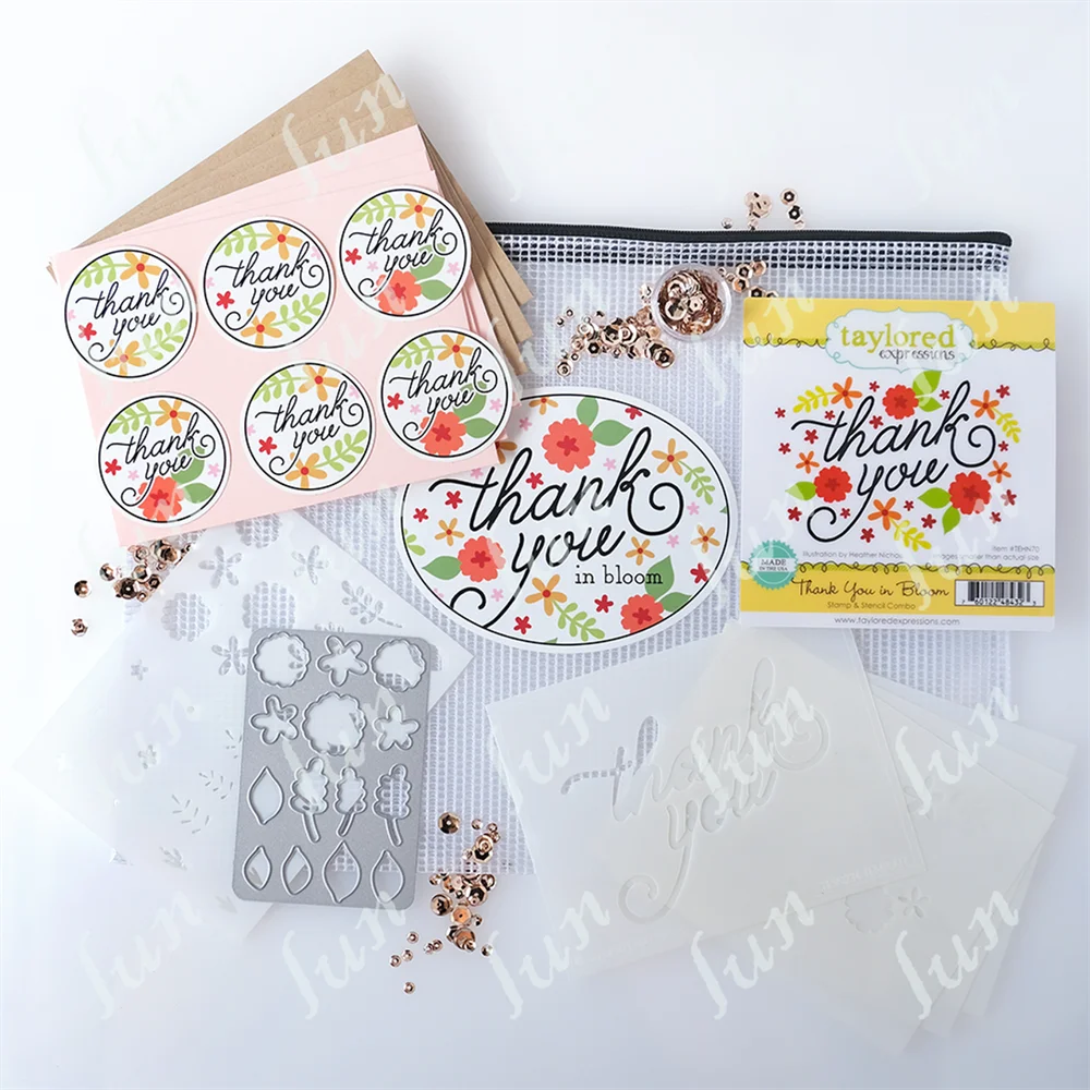 New Crafts Thank You Word and Flowers Metal Cutting Dies Layering Stencils Embossing Diary Scrapbooking Paper Card Handmade