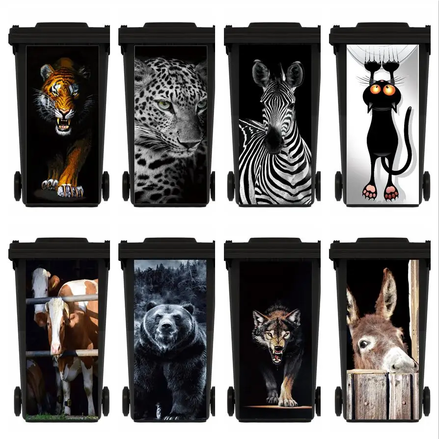 Наклейка на мусорную корзину с изображением тигра и леопарда обои животных