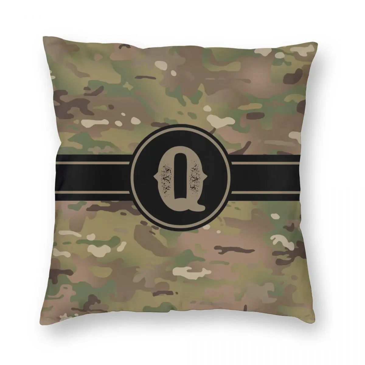 

Army Camouflage Monogram Letter Q Pillowcase Printed Polyester Cushion Cover Gift Military Camo Throw Pillow Case Cover Home