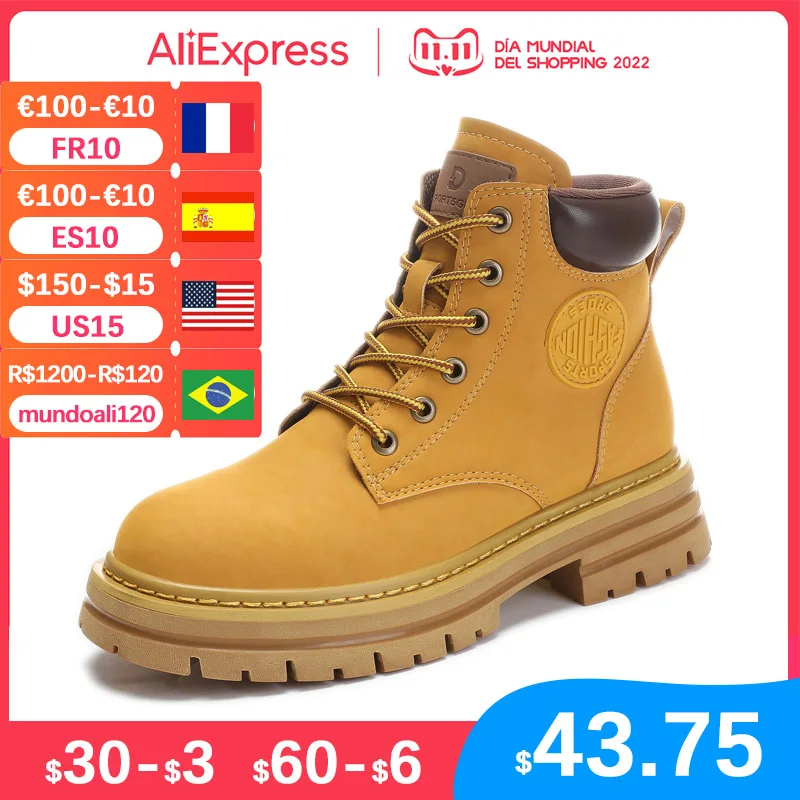 

CXJYWMJL Plus Size Genuine Leather Women Motorcycle Boots Autumn Thick Sole Ankle Boots Ladies British Style Booties Winter Shoe