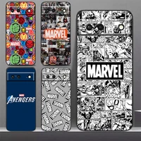 marvel logo avengers phone case for google pixel 7 6 pro 6a 5a 5 4 4a xl 5g black shockproof silicone tpu cover