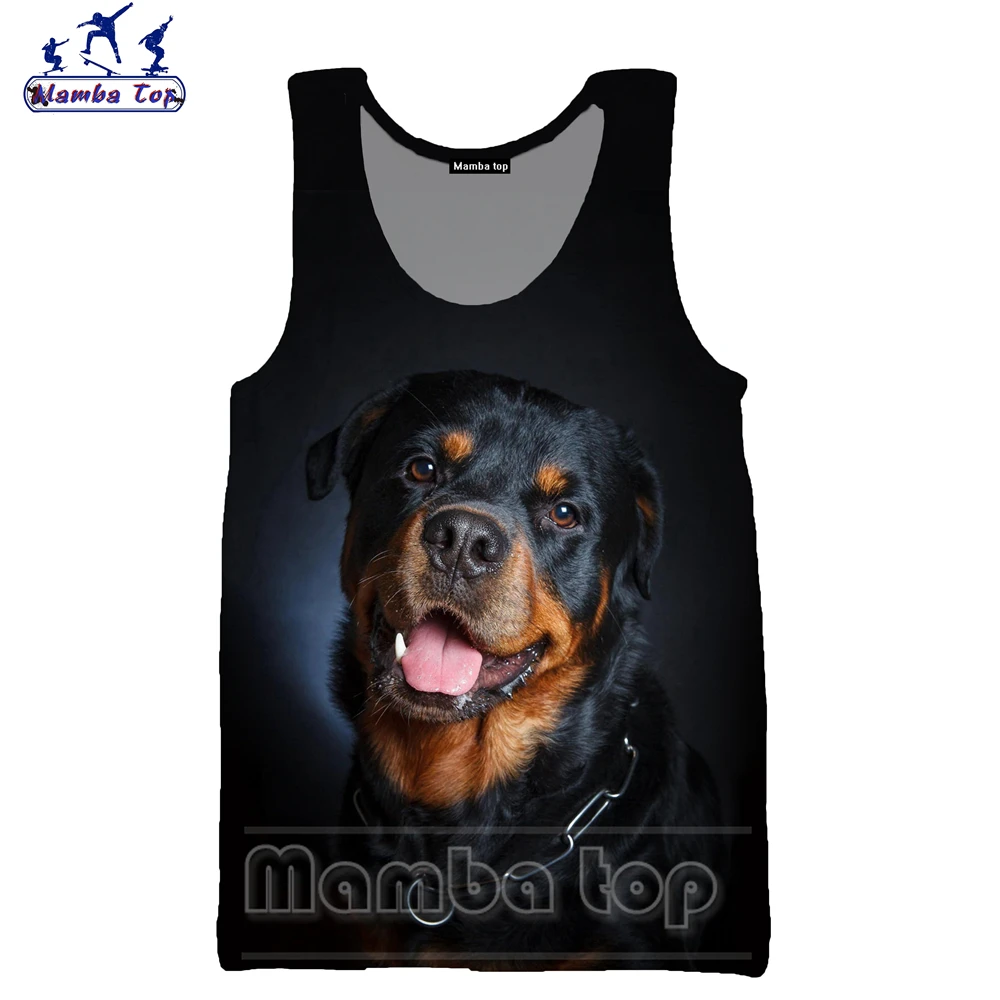 

Футболка Mamba Мужская с 3D-принтом животных, майка ротвейлера, забавный спутник охранника, Женский фитнес-косплей, без рукавов, черная, на лето