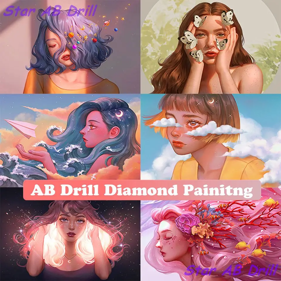 

Children 5D Diamond Painting Fantasy Cartoon Portrait Princess Girls AB Drill Embroidery DIY Art Cross Stitch Kit Home Decor