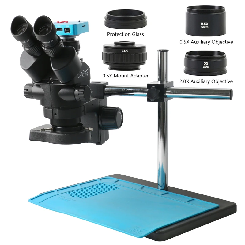 

3.5X-90X 7X-45X Continuous Zoom Simul-Focal Trinocular Stereo Microscope 1080P 48MP HDMI USB Digital Video Camera For PCB Repair