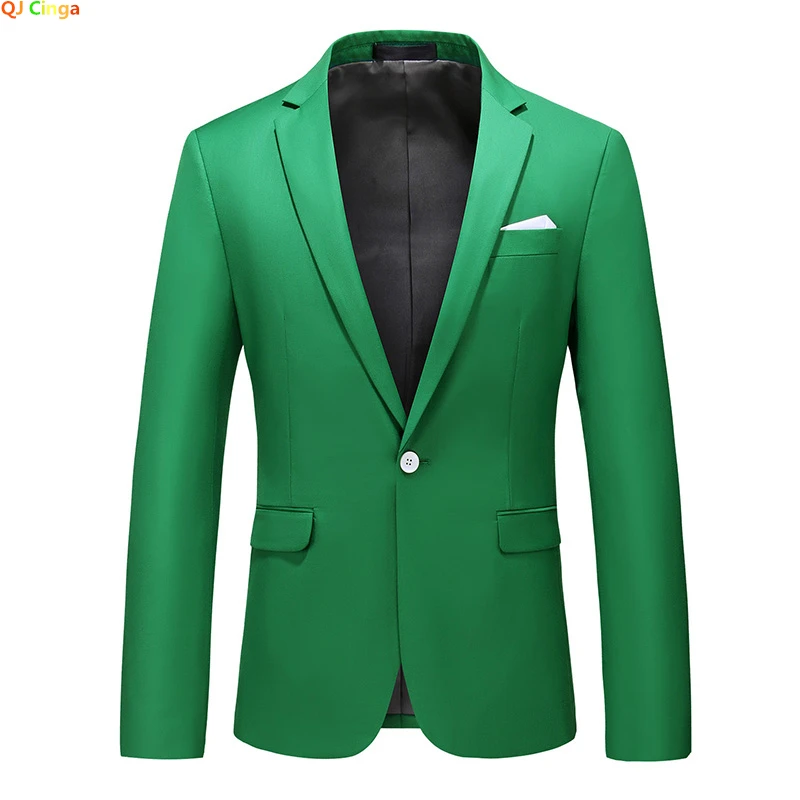 Bright Green Suit Jacket Men's Stylish Slim Blazer Wedding Party Dress Coat Suitable for All Seasons Big Size 5XL 6XL