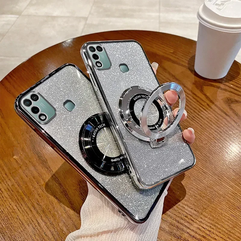 Чехол для INFINIX Hot 10 Play гальваническое покрытие Мягкая Блестящая задняя крышка