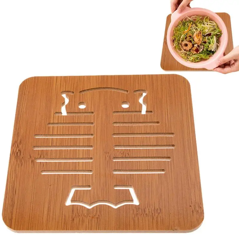 

Desk Table Mats Round Wooden Place Mat Chinese Style Insulation Pads Against Coasters Hollow Wooden Pot Cup Mat In Kitchen