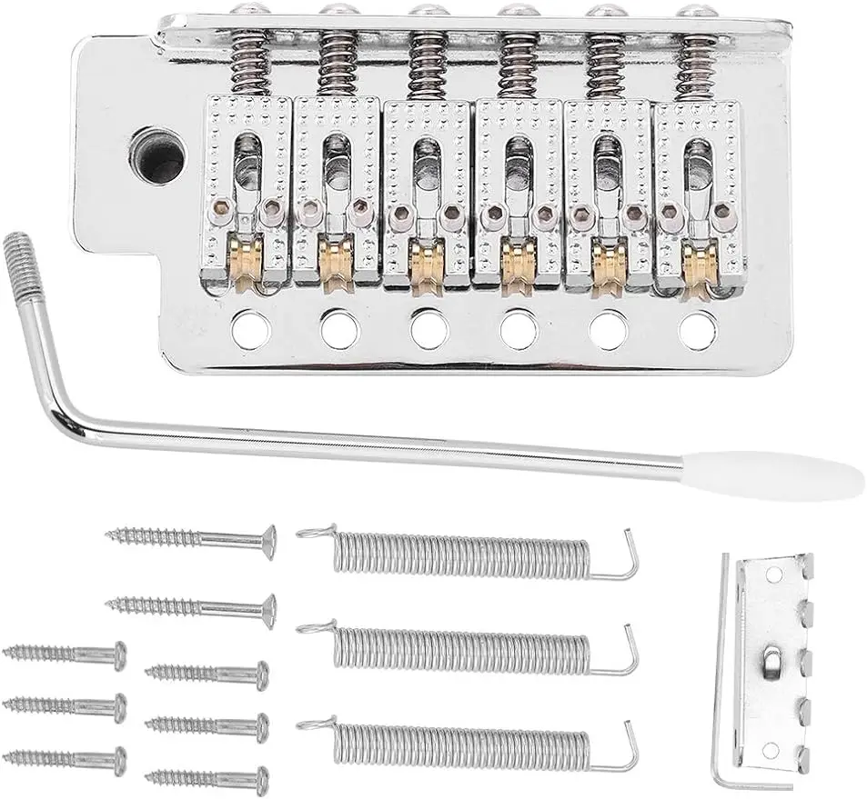 

Guitar Tremolo Bridge,Tremolo System with Roller Single Locking Vibrato Bridge Tailpiece for ST Guitar Replacement, Silver