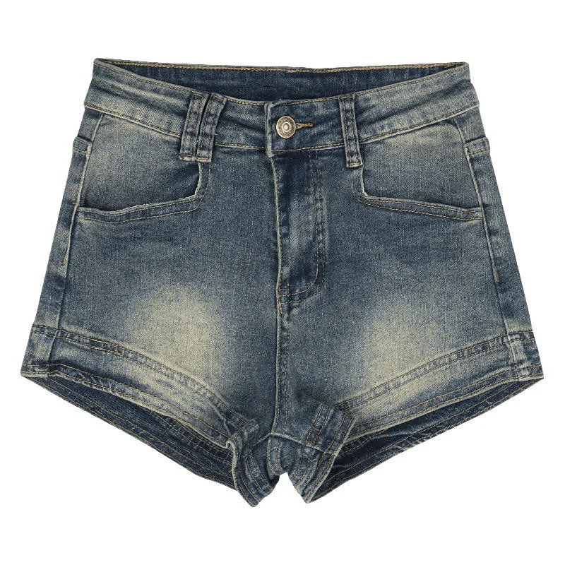 American Spicy Girls Made Old Denim Shorts Women 2023 Summer Design High Waist Slim Fit Versatile Hot Pants