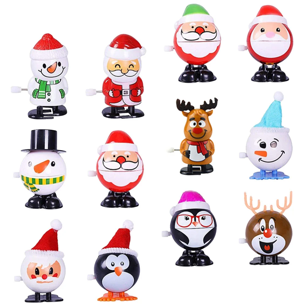 

4/6/8/12pcs Christmas Wind Up Toys Funny Walking Santa Claus Snowman Elk Clockwork Toys Kids Party Favors