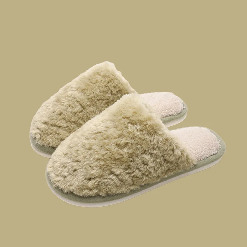Cotton Slippers Household Winter Plush Thermal Japanese Slippers Women's Soft Soles Non Slip Woolen Slippers Home Women Shoes