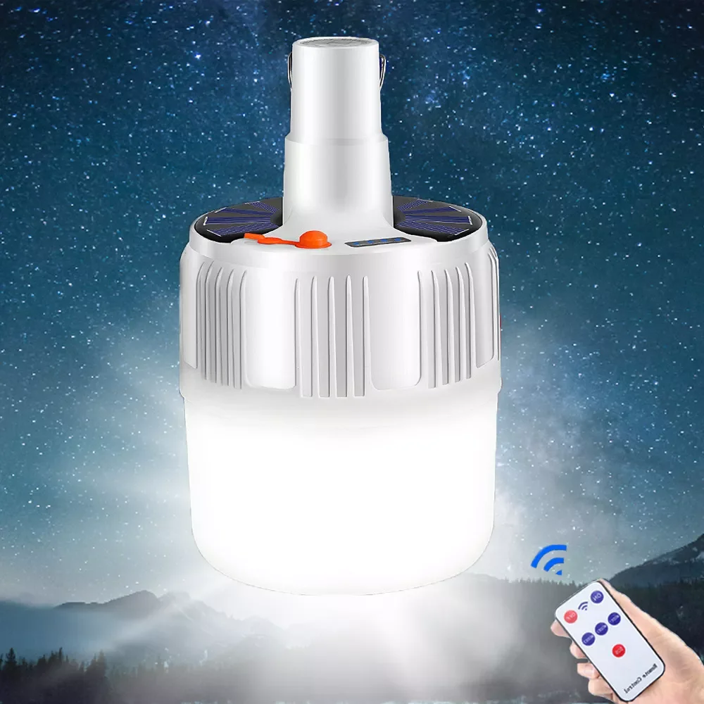 

NEW Bulb Lantern led Portable Camping Light Outdoor Solar Lights Lighting With Remote Control 60W 80W 100W Tent Lamp