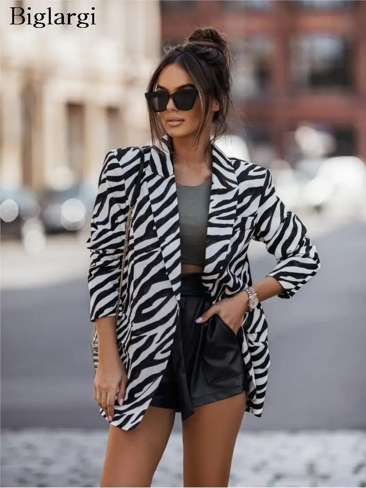 

Autumn Coat Women Long Sleeve Striped Print Casual Fashion Ladies Coats Loose Woman Coat 2023 Manteau Femme