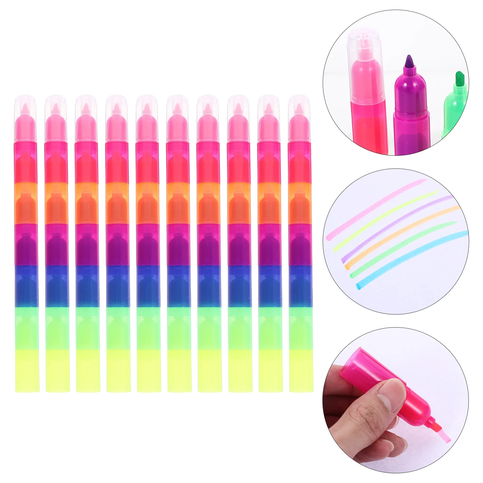 

10 Pcs Color Pens Markers Small Highlighters Knotty Artists Aesthetic Plastic Child